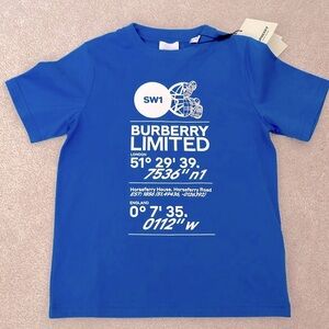 Burberry NWT boy’s size 10 montage print canvas blue cotton tee shirt.